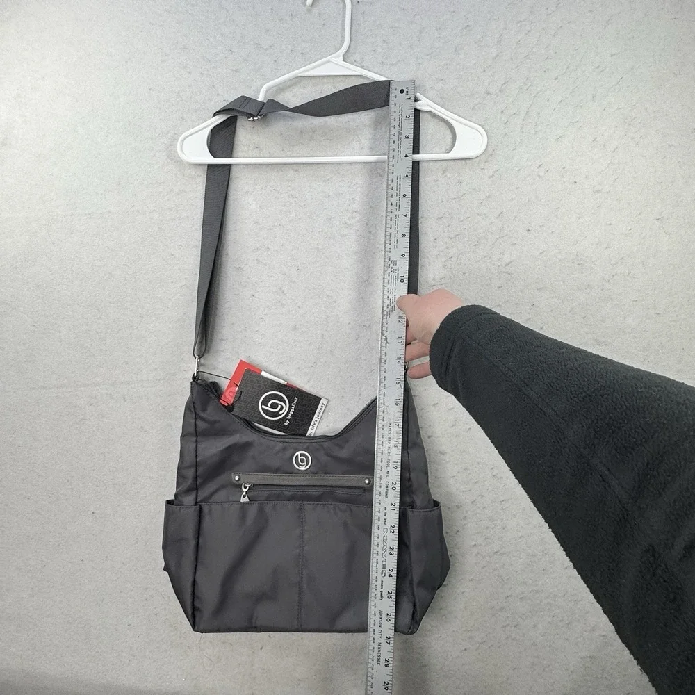 NEW Baggallini Phoenix Hobo Purse RFID Protected Grey Bag Adjustable Zip Pocket‎